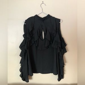 NWT BB Dakota Black Ruffle Long Sleeve Top